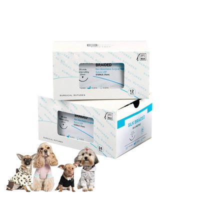 Купить Ветеринарные плетеные шелковые нерассасывающиеся медицинские шовные материалы с иглой для стоматологии, ветеринарии и хирургического закрытия кожи онлайн изготовление